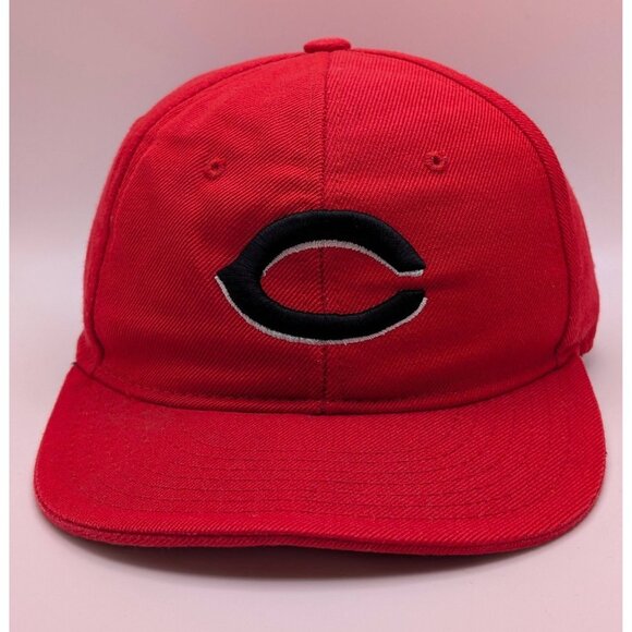 VTG CINCINNATI REDS Vintage 80s Hat Land Red Black C Logo Fitted Mens Size 7 - Picture 2 of 5